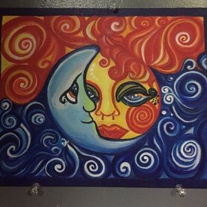 Sola Luna Flare Stare ~ Sun and moon painting